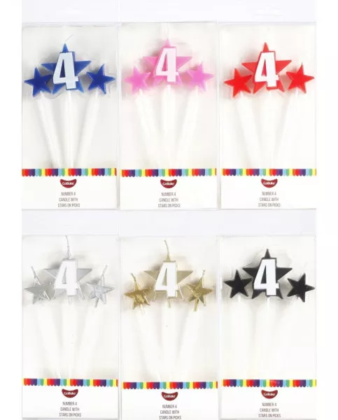 GoBake Number 4 Star Candles